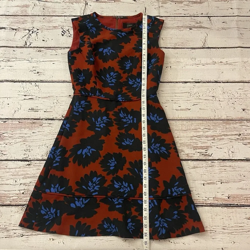JCrew Firework Floral Red Dress Fit Flare Size 0‎ Women's